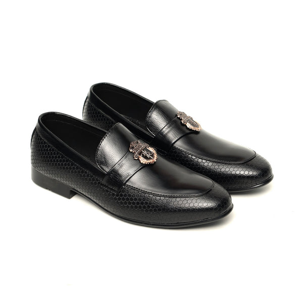 Black Textured Leather Formal Shoes